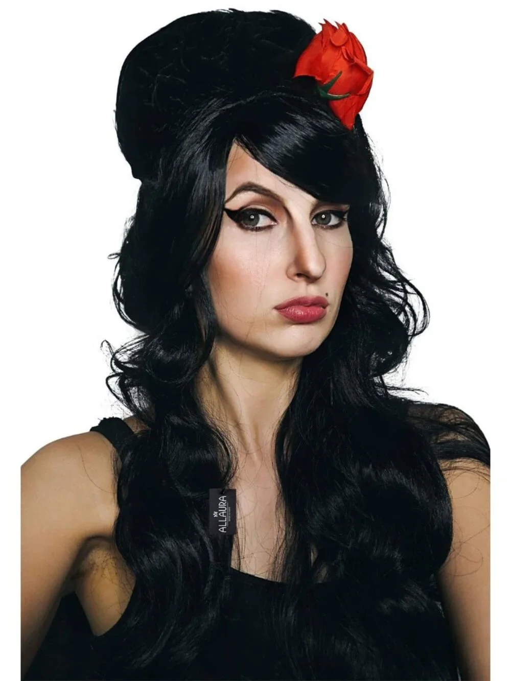 Women's Black 4 10 Inch Heat Resistant Realistic Disco Long Curly Hair Wigs